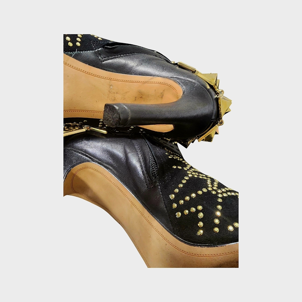 Sold!!!am Edelman sz.6 Studded Black and Gold Leather/Suede Women's Ankle Boots - Picture 9 of 16